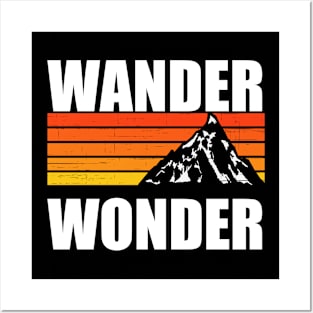 WANDER WONDER Vintage Retro Sunset Brown Orange Colors Posters and Art